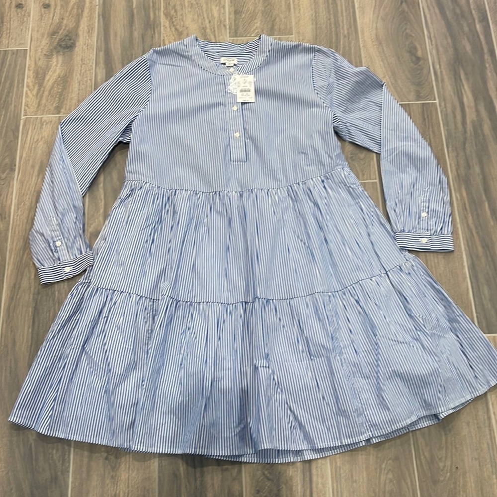 JCrew Factory blue and white striped dress
